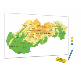 Metalová magnetická tabuľa - mapa reliéfu Slovenské republiky