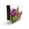 Glasdekor skrinka na kľúče - kvet fialový tulipán na bielom podklade