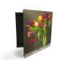 Glasdekor skrinka na kľúče - kytica farebných tulipánov