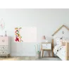 Sklenená magnetická tabuľa kocky lego na bielom dreve