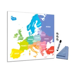 Štvorcová magnetická tabuľa farebná mapa Európy