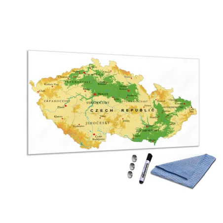 Mapa reliéf České republiky -podlouhlý obdelník