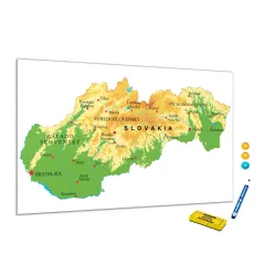 Metalová magnetická tabuľa - mapa reliéfu Slovenské republiky