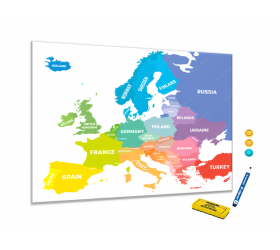 Metalová magnetická tabule - barevná mapa světa horizontální