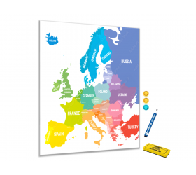 Metalová magnetická tabule - barevná mapa světa vertikální