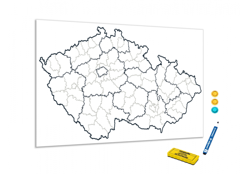 Magnetická tabule - slepá mapa Česká republika